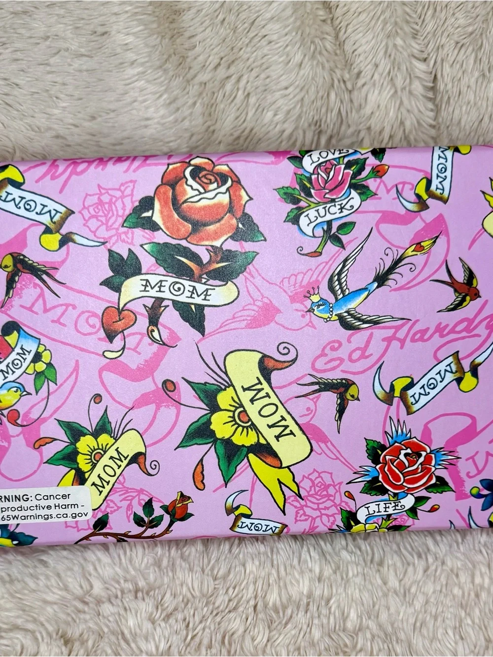 Ed Hardy Black Wristlet & Key Ring with Neon Pink, Green & Yellow Skull NWT